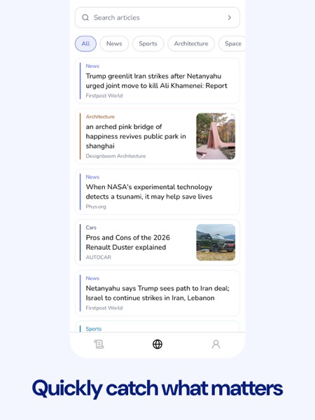 NewsScrl topic search and discovery screen