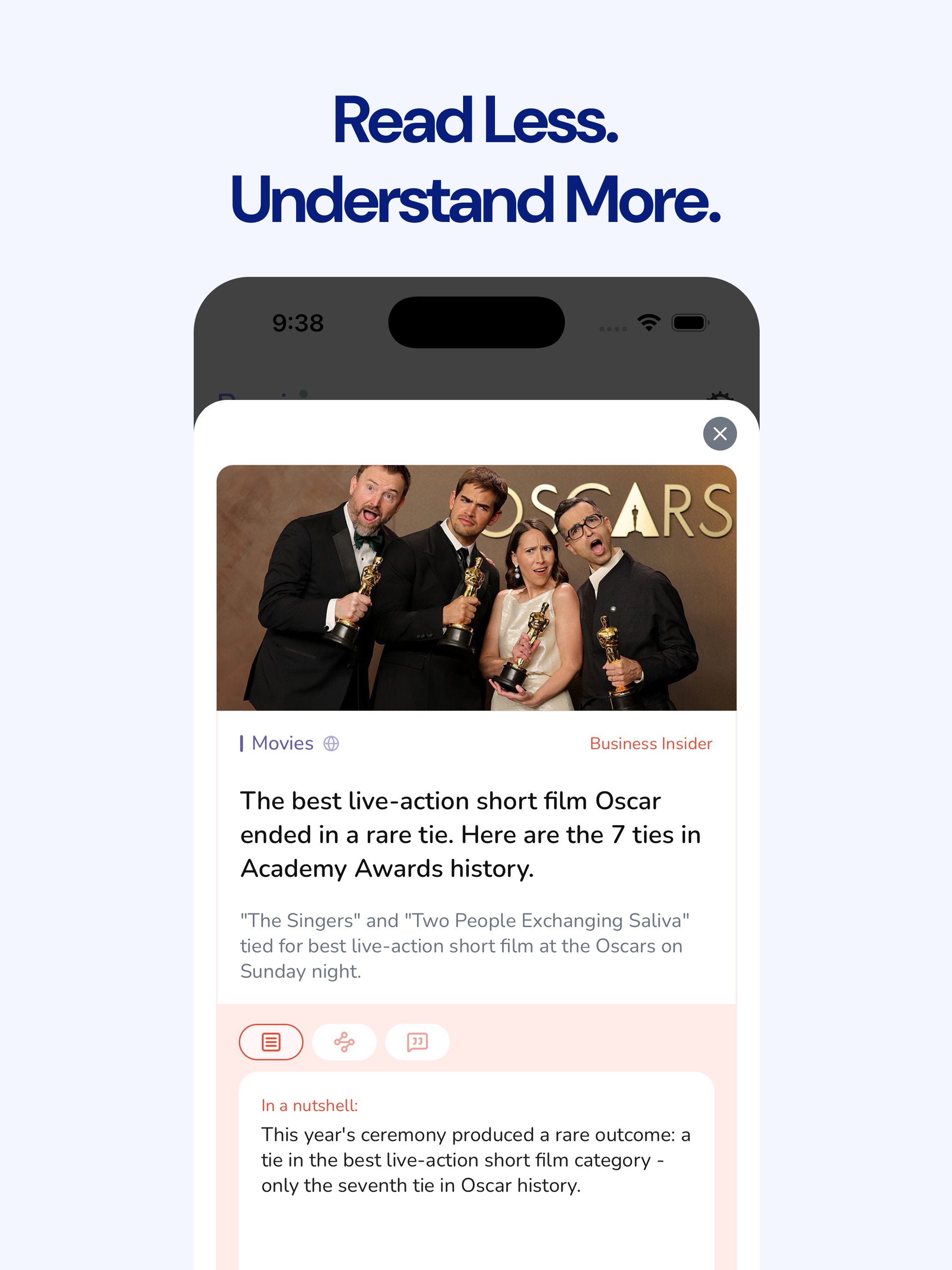 NewsScrl app preview showing visual summaries